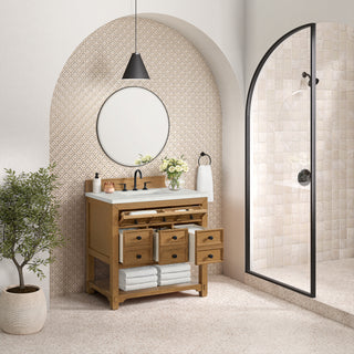 36 Inch Malibu Freestanding Vanity in Amber Birch / Lime Delight Top