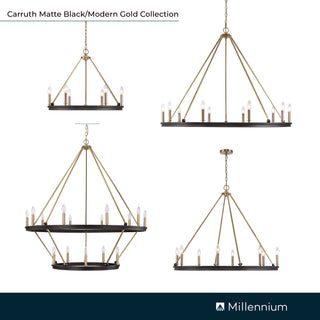 Carruth 8-Light Chandelier Ceiling Light Matte Black Modern Gold