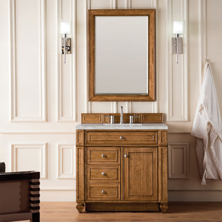 36 Inch Bristol Freestanding Vanity in Saddle Brown / Victorian Silver Top