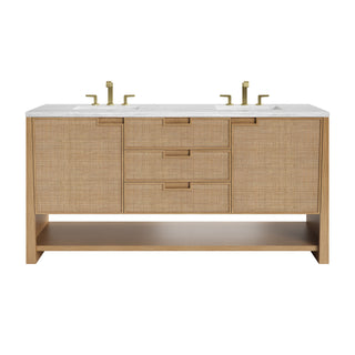 72 Inch Solene Freestanding Vanity in Seaside Oak / Arctic Fall Top