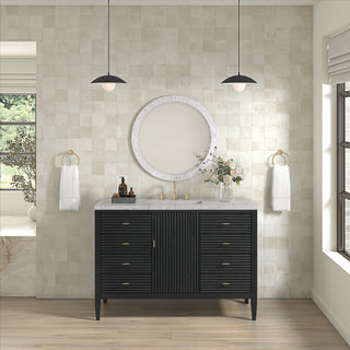 48 Inch Myrrin Freestanding Vanity in Carbon Oak / Eternal Jasmine Pearl Top