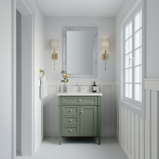 30 Inch Brittany Freestanding Vanity in Smokey Celadon / White Zeus Top