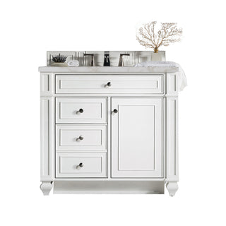 36 Inch Bristol Freestanding Vanity in Bright White / Victorian Silver Top
