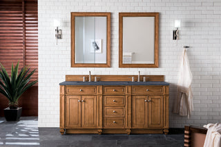 72 Inch Bristol Freestanding Vanity in Saddle Brown / Charcoal Soapstone Top