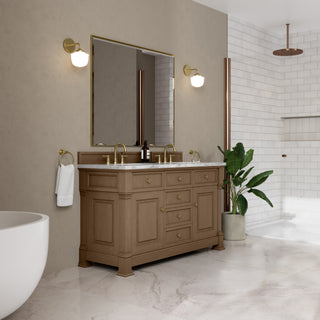 60 Inch Brookfield Freestanding Vanity in Pecan / Carrara White Top
