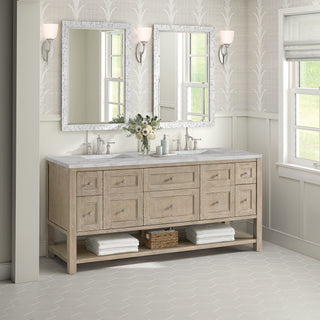 72 Inch Breckenridge Freestanding Vanity in Whitewashed Oak / Victorian Silver Top