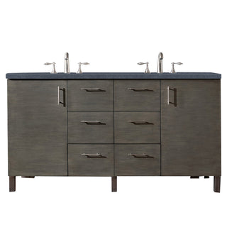 60 Inch Metropolitan Dual Mount Vanity in Silver Oak / Charcoal Soapstone Top