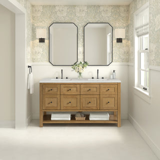 60 Inch Breckenridge Freestanding Vanity in Light Natural Oak / Lime Delight Top