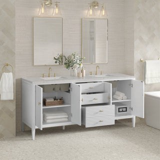 72 Inch Myrrin Freestanding Vanity in Bright White / Eternal Jasmine Pearl Top