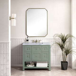 36 Inch Breckenridge Freestanding Vanity in Smokey Celadon / Carrara White Top