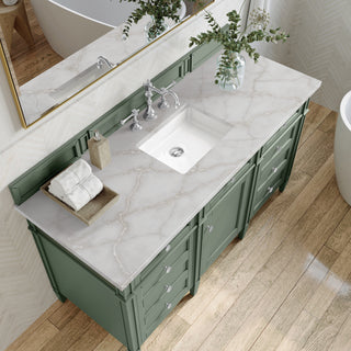 60 Inch Brittany Freestanding Vanity in Smokey Celadon / Victorian Silver Top