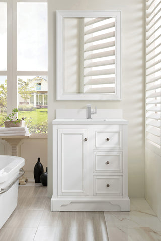 31.25 Inch De Soto Freestanding Vanity in Bright White / White Zeus Top