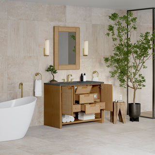 48 Inch Solene Freestanding Vanity in Seaside Oak / Parisien Bleu Top