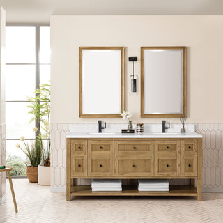 72 Inch Breckenridge Freestanding Vanity in Light Natural Oak / White Zeus Top