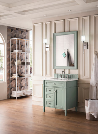 30 Inch Brittany Freestanding Vanity in Sage Green / White Zeus Top