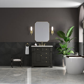 36 Inch Brookfield Freestanding Vanity in Black Onyx / Eternal Jasmine Pearl Top