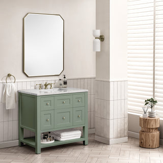 36 Inch Breckenridge Freestanding Vanity in Smokey Celadon / Eternal Jasmine Pearl Top