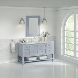 60 Inch Breckenridge Freestanding Vanity in Serenity Blue / Eternal Jasmine Pearl Top