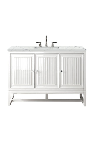 48 Inch Athens Dual Mount Vanity in Glossy White / Ethereal Noctis Top