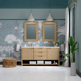 72 Inch Solene Freestanding Vanity in Seaside Oak / Ethereal Noctis Top
