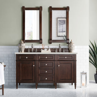 60 Inch Brittany Freestanding Vanity in Burnished Mahogany / Lime Delight Top