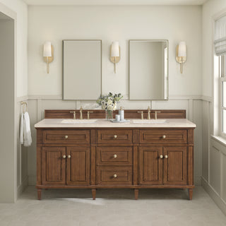 72 Inch Lorelai Freestanding Vanity in Mid-Century Walnut / Eternal Marfil Top