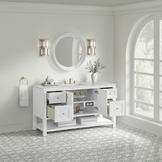 60 Inch Breckenridge Freestanding Vanity in Bright White / Ethereal Noctis Top