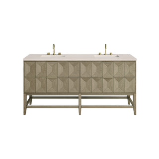 72 Inch Emmeline Freestanding Vanity in Pebble Oak / Eternal Marfil Top