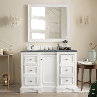 49.25 Inch De Soto Freestanding Vanity in Bright White / Parisien Bleu Top