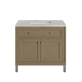 36 Inch Chicago Freestanding Vanity in Walnut Whisper / Eternal Jasmine Pearl Top