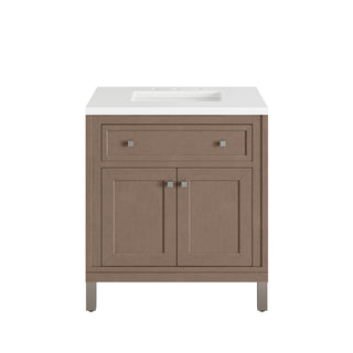 30 Inch Chicago Freestanding Vanity in Walnut Whisper / White Zeus Top