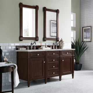60 Inch Brittany Freestanding Vanity in Burnished Mahogany / Victorian Silver Top