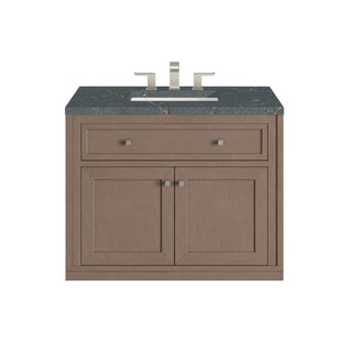 36 Inch Chicago Freestanding Vanity in Walnut Whisper / Parisien Bleu Top