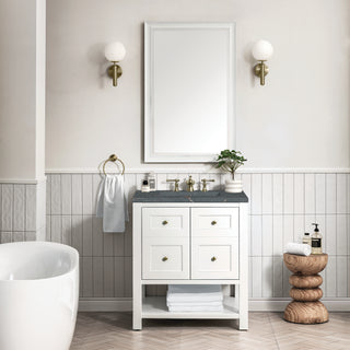 30 Inch Breckenridge Freestanding Vanity in Bright White / Parisien Bleu Top