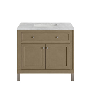 36 Inch Chicago Freestanding Vanity in Walnut Whisper / Arctic Fall Top
