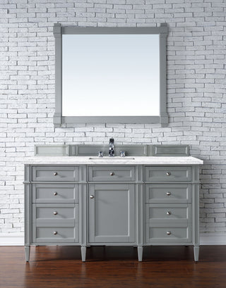60 Inch Brittany Freestanding Vanity in Urban Gray / Arctic Fall Solid Surface Top
