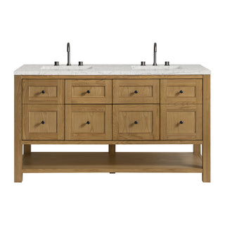 60 Inch Breckenridge Freestanding Vanity in Light Natural Oak / Eternal Jasmine Pearl Top