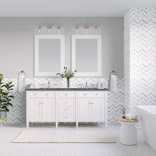 60 Inch Brittany Freestanding Vanity in Bright White / Parisien Bleu Top