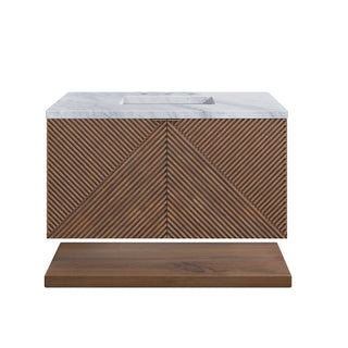 36 Inch Marcello Floating Vanity in Chestnut / Carrara White Top