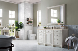60 Inch Bristol Freestanding Vanity in Bright White / Eternal Marfil Top