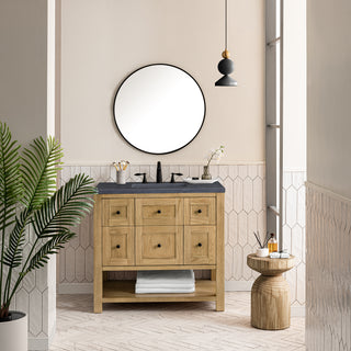 36 Inch Breckenridge Freestanding Vanity in Light Natural Oak / Charcoal Soapstone Top