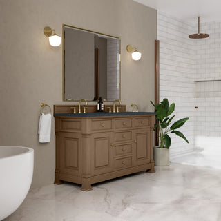 60 Inch Brookfield Freestanding Vanity in Pecan / Charcoal Soapstone Top