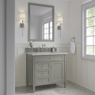 36 Inch Brittany Freestanding Vanity in Urban Gray / Victorian Silver Top