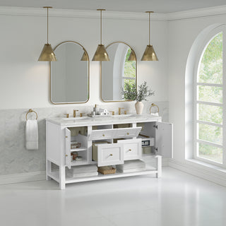 60 Inch Breckenridge Freestanding Vanity in Bright White / Ethereal Noctis Top