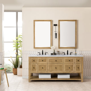 72 Inch Breckenridge Freestanding Vanity in Light Natural Oak / Arctic Fall Top