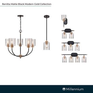 Renitta 2-Light Vanity Matte Black Modern Gold
