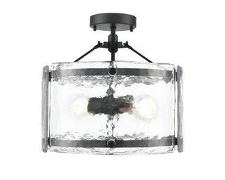 Bennetti 14.5" Wide 2-Light Semi Flush - Matte Black