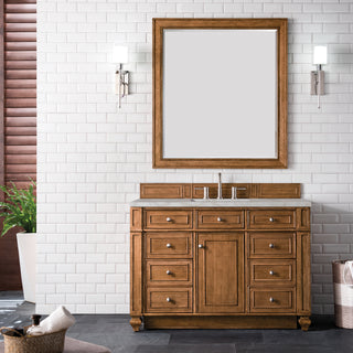 48 Inch Bristol Freestanding Vanity in Saddle Brown / Victorian Silver Top