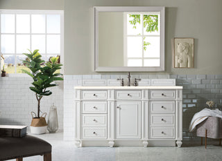60 Inch Bristol Freestanding Vanity in Bright White / Eternal Marfil Top