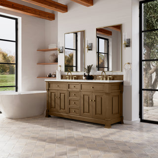 72 Inch Brookfield Freestanding Vanity in Honey Oak / Ethereal Noctis Top